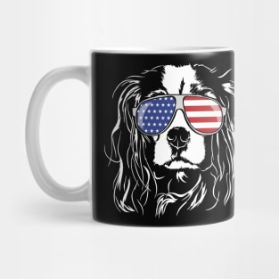 Proud Cavalier King Charles Spaniel American Flag sunglasses dog Mug